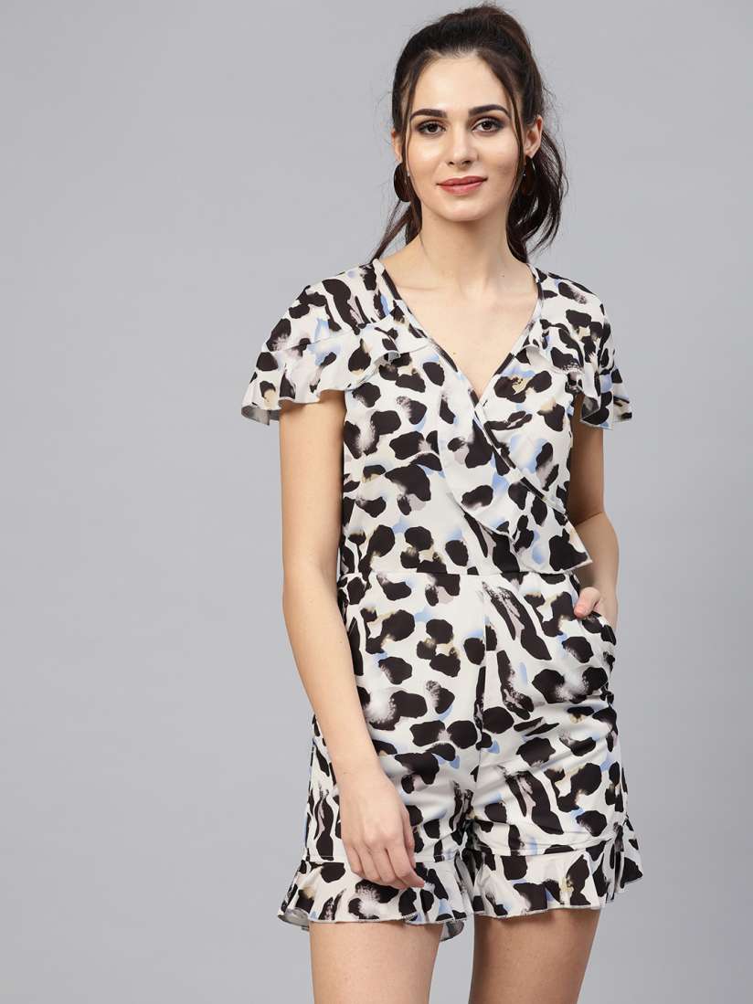 White leopard print playsuit on sale