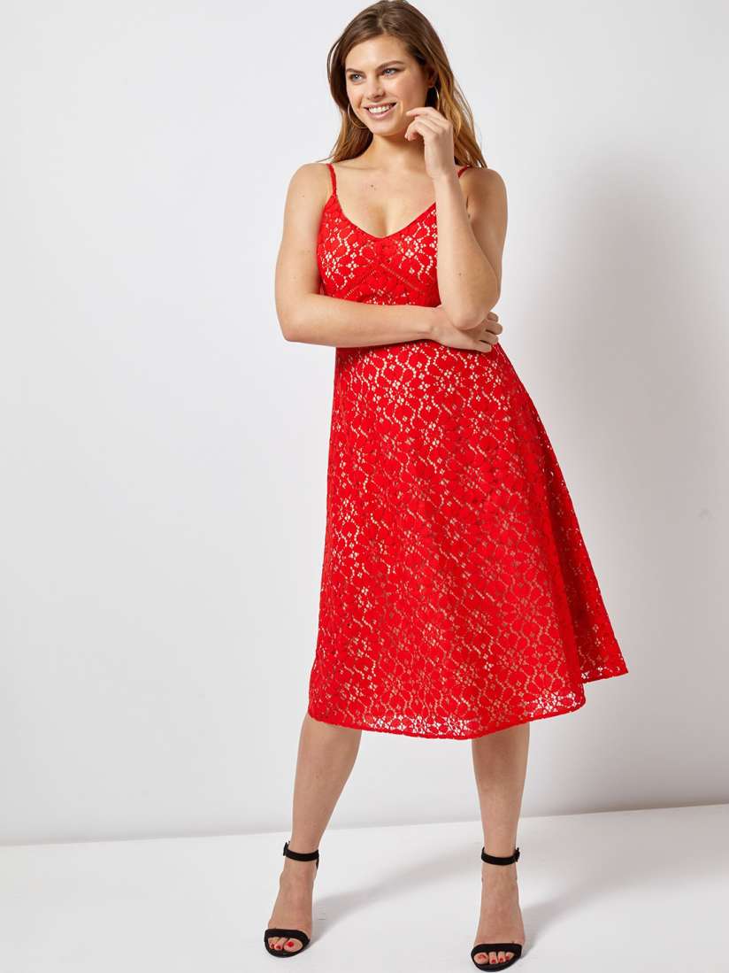 Dorothy perkins red lace dress top