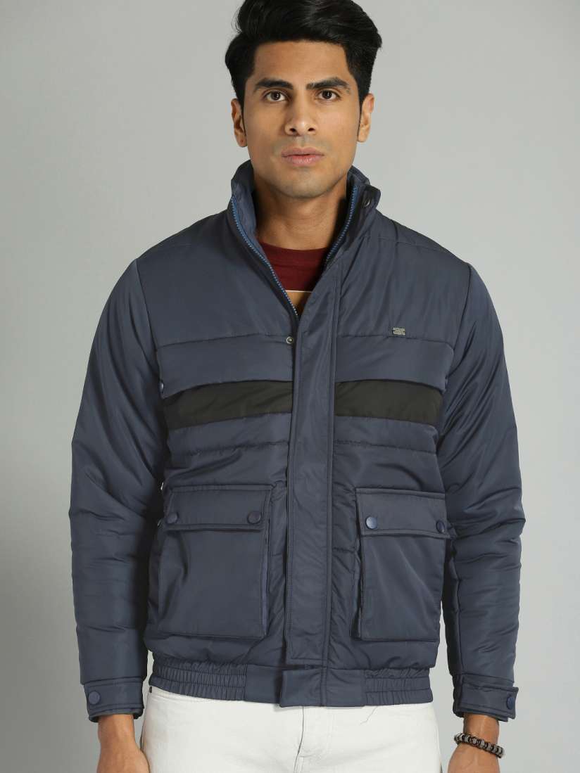 Roadster navy blue solid bomber jacket new arrivals