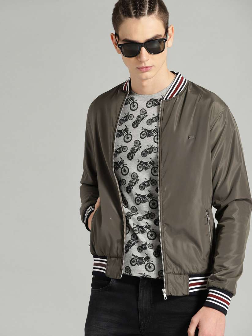 Buy The Roadster Lifestyle Co Men Olive Brown Solid Bomber Jacket Jackets for Men 9564691 Myntra