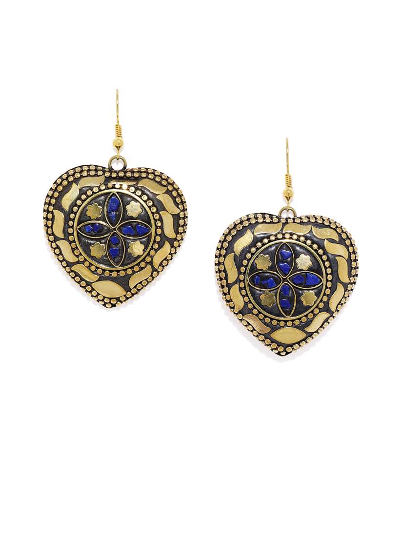 Buy Golden Peacock Gold Plated Blue Afghani Classic Drop Earrings Earrings for Women 9566553 Myntra