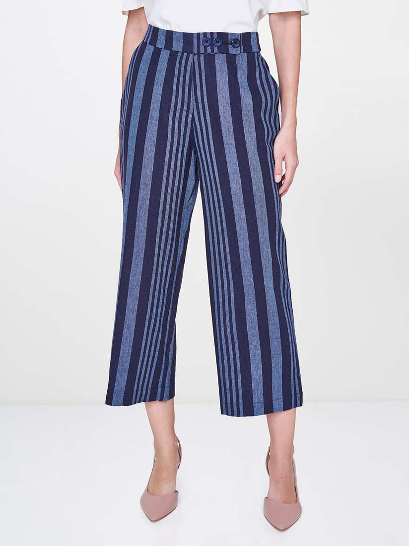 linen trousers navy striped trousers womens