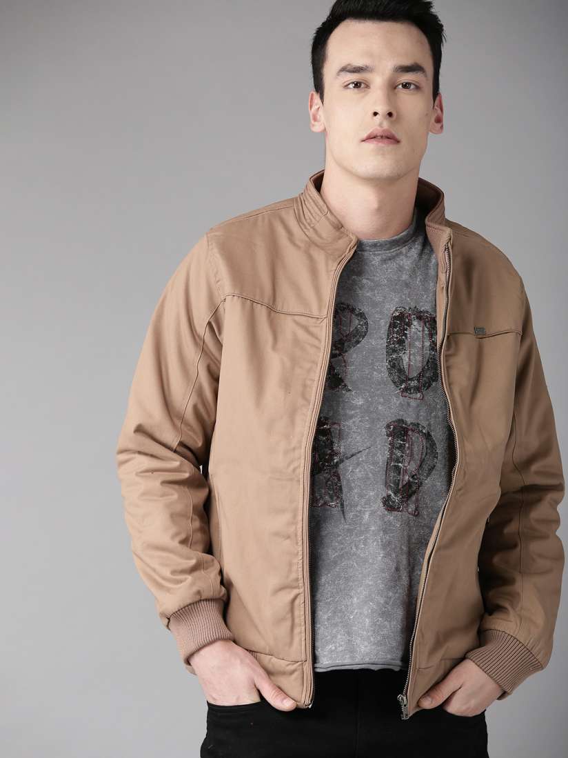 Buy The Roadster Lifestyle Co Men Beige Solid Bomber Jacket Jackets for Men 9587613 Myntra
