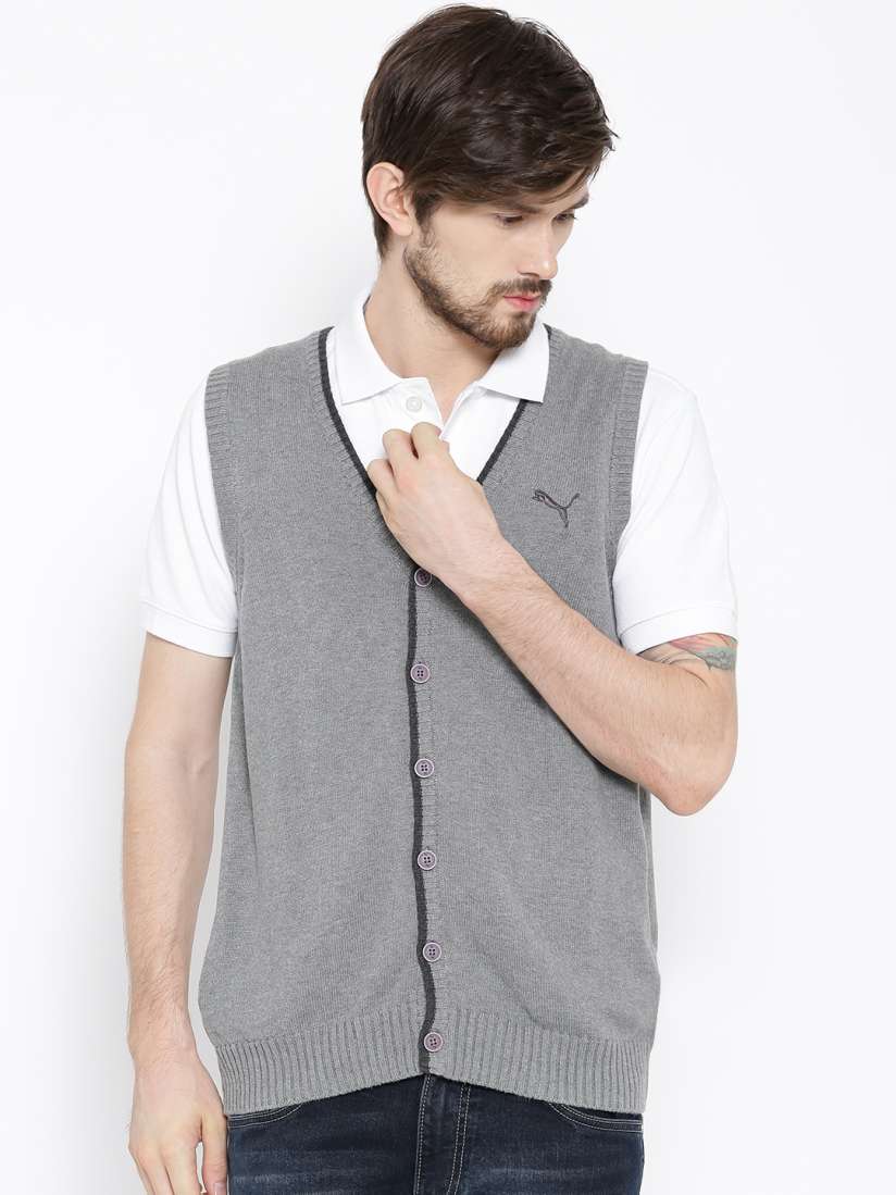 Buy PUMA Grey Sleeveless Cardigan Sweaters for Men 961926 Myntra