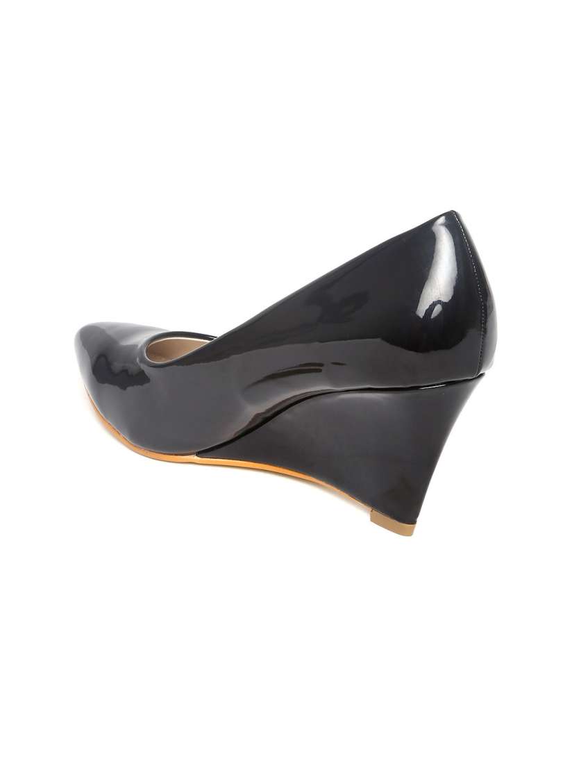 Buy Carlton London Women Black Glossy Wedges Heels for Women 962644 Myntra