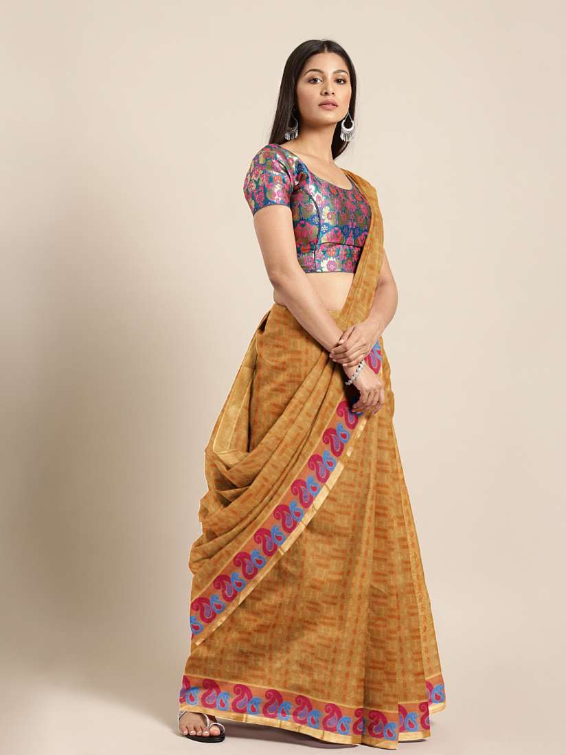 Buy The Chennai Silks Orange Woven Design Silk Cotton Saree Sarees for Women 9627525 Myntra