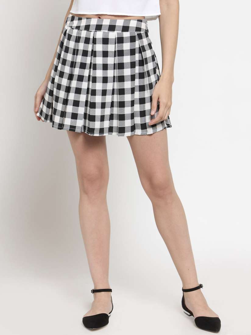 Flare skirt black and white shop