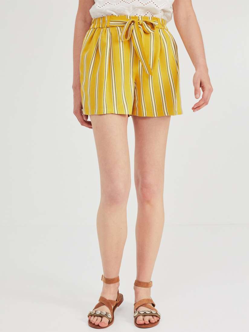 Yellow striped shorts sale