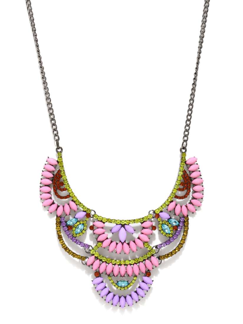 Buy Funky Pop by FunkyFish Gunmetal Toned Pink Statement Necklace Necklace and Chains for Women 968259 Myntra