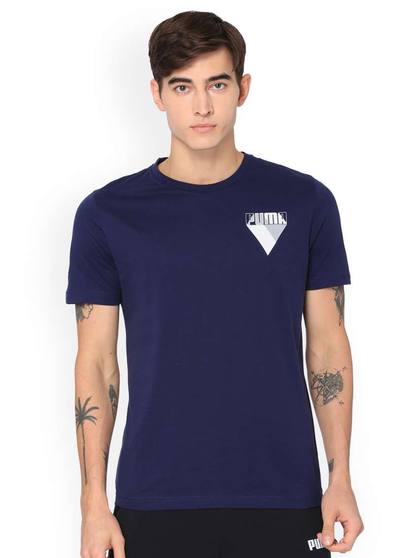 Buy Puma Men Navy Blue Printed Round Neck Graphic Brand T shirt Tshirts for Men 9688521 Myntra