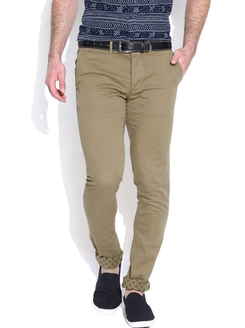 Buy Jack Jones Khaki Glenn Slim Casual Trousers Trousers for Men 969236 Myntra