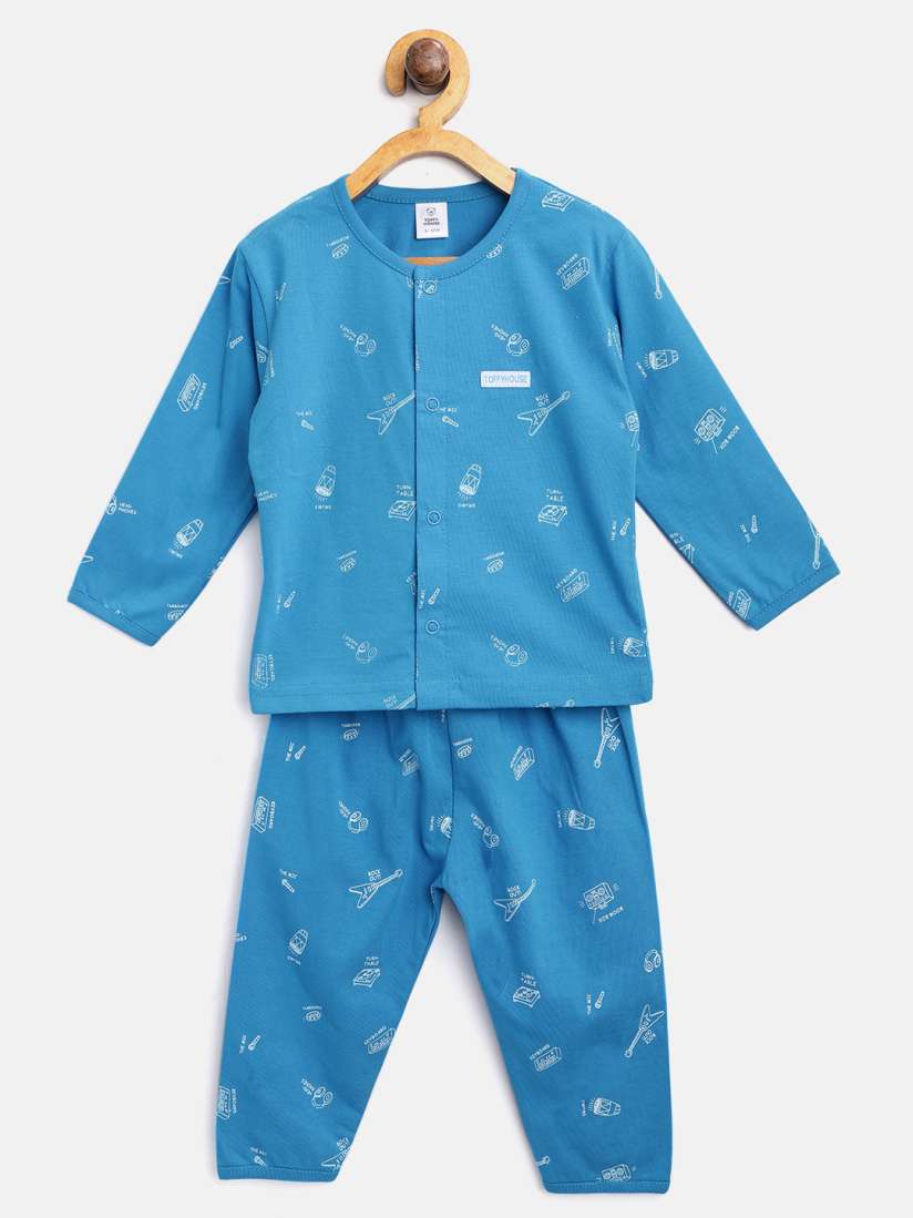 Buy TOFFY HOUSE Kids Blue Printed Night Suit 20305 Night suits for Unisex Kids 9715463 Myntra