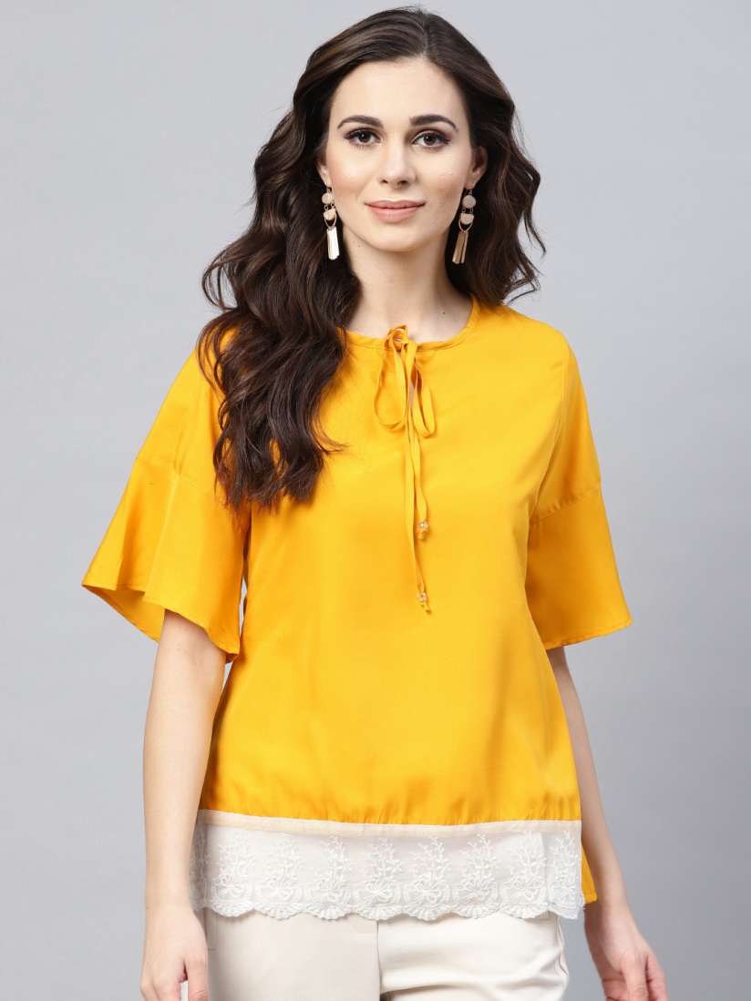 Buy Bhama Couture Women Yellow Solid Top Tops for Women 9717183 Myntra