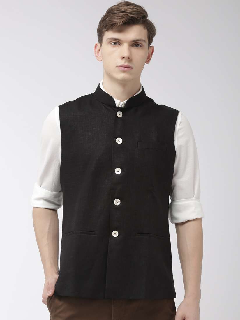 Buy Ethnix by Raymond Black Solid Linen Nehru Jacket Nehru Jackets for Men 9720239 Myntra