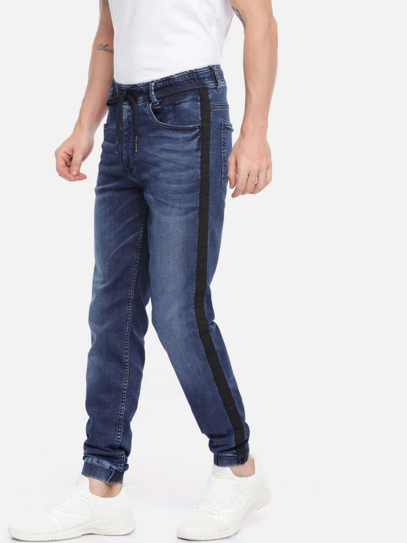 Buy Mufti Men Blue Sport Slim Fit Mid Rise Clean Look Stretchable Joggers Jeans for Men 9739671 Myntra