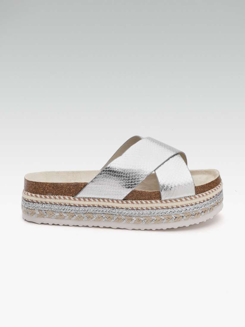 Buy DOROTHY PERKINS Women Silver Toned Textured Flatforms Heels for Women 9752203 Myntra
