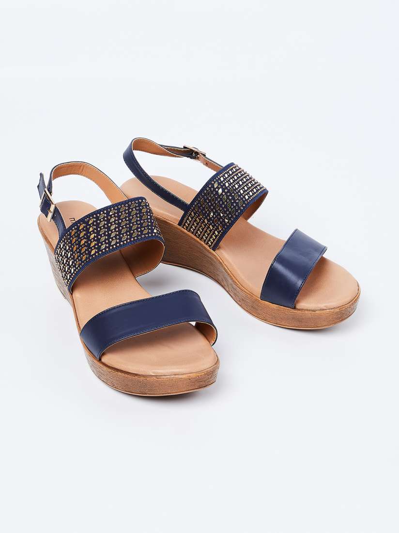 Navy embellished sandals on sale