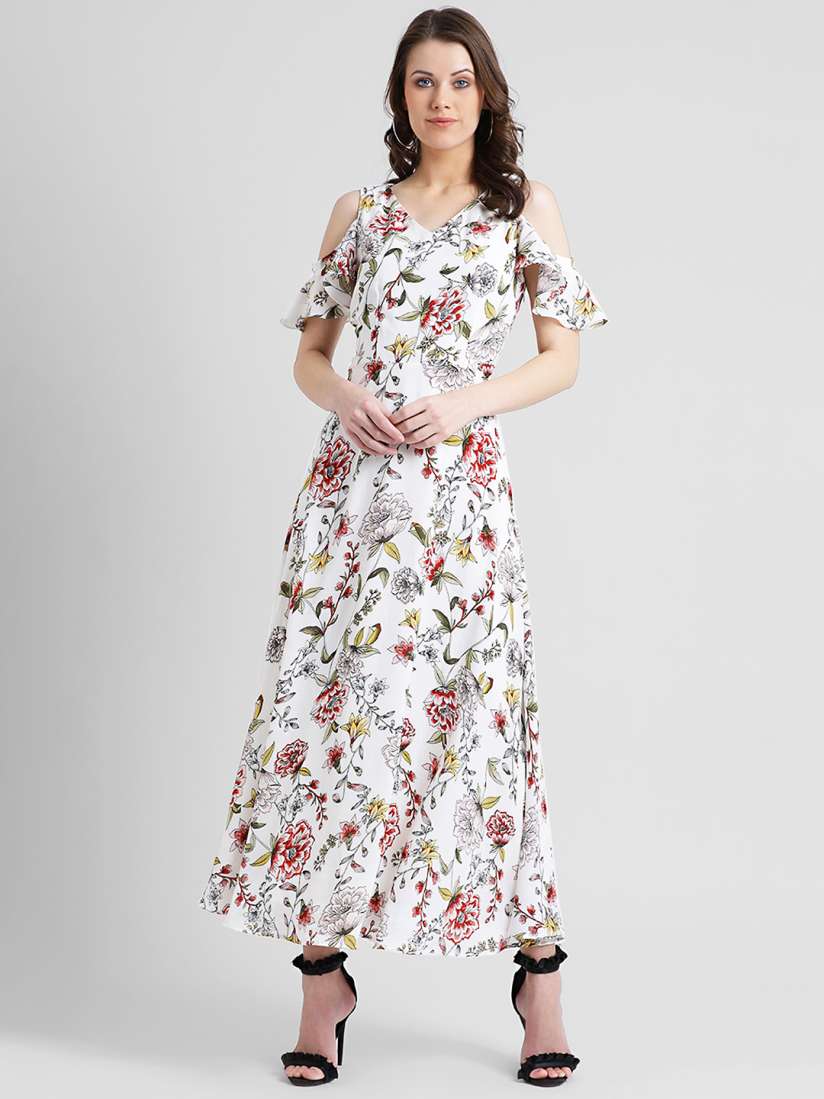 Buy Zink London Women White Printed Maxi Dress Dresses for Women 9755083 Myntra
