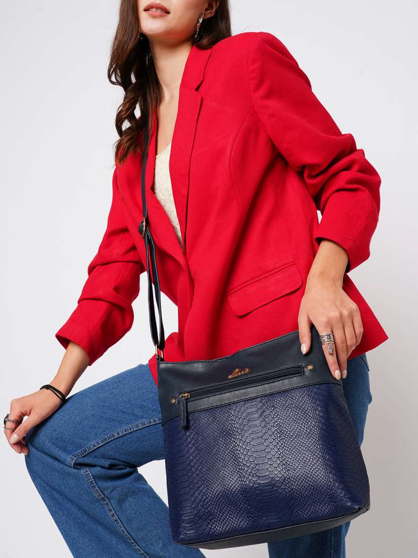 Buy Lavie Moritz Navy Blue Green Solid Structured Sling Bag Handbags for Women 9762015 Myntra