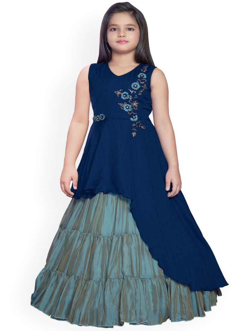 Buy BETTY Girls Blue Self Design Maxi Dress Dresses for Girls 9770491 Myntra