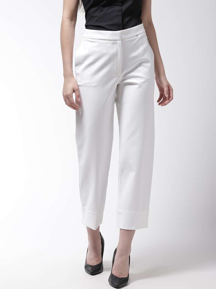Buy Marks Spencer Women White Regular Fit Solid Cropped Trousers Trousers for Women 9775145 Myntra