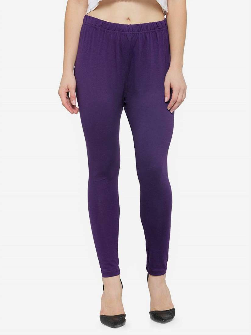 Buy N Gal Women Purple Solid Ankle Length Leggings Leggings for Women 9785165 Myntra