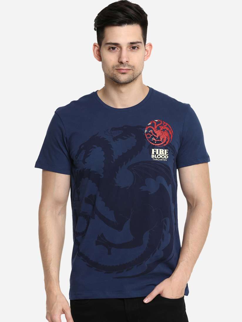 Buy Free Authority Men Blue Game Of Thrones Printed Round Neck T Shirt Tshirts for Men 9803393 Myntra