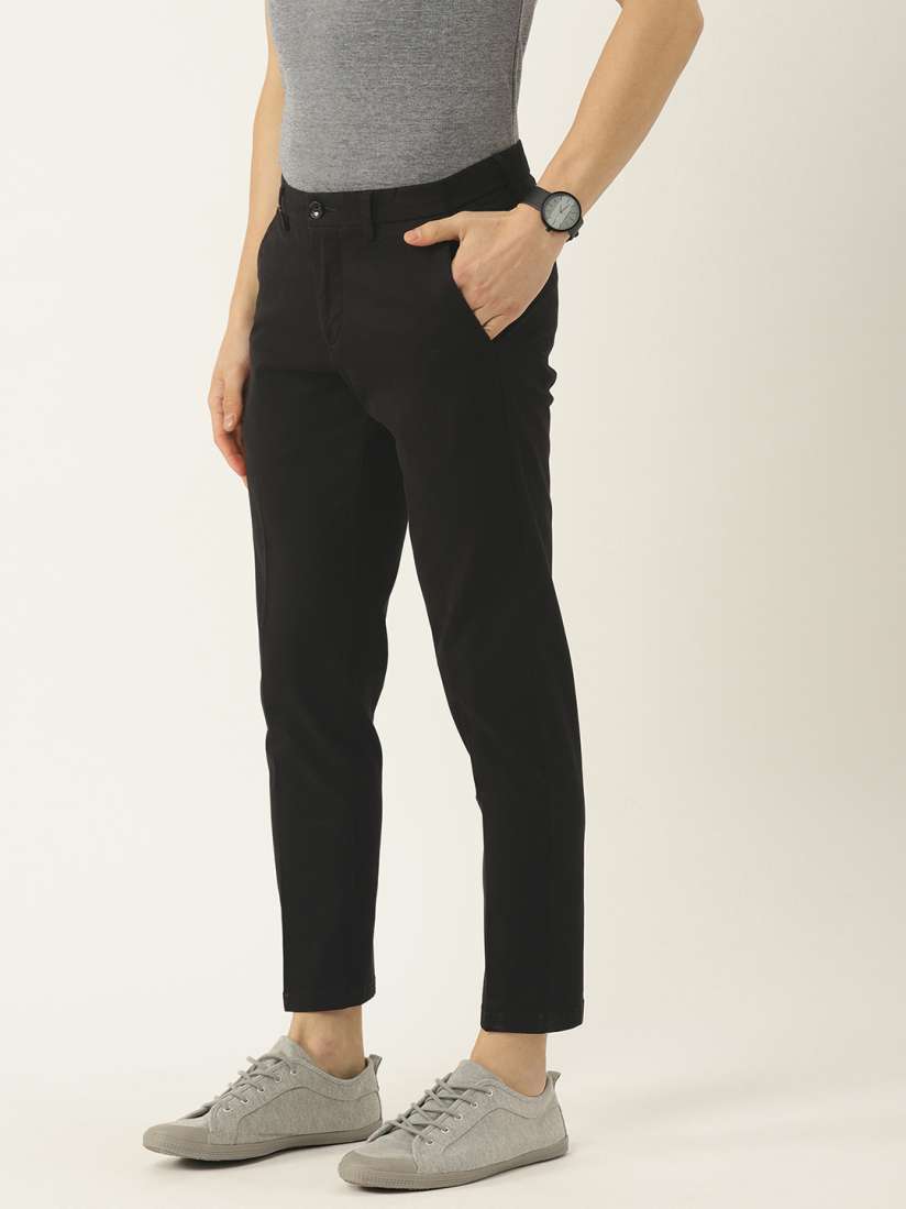 Mens grey skinny cropped trousers top