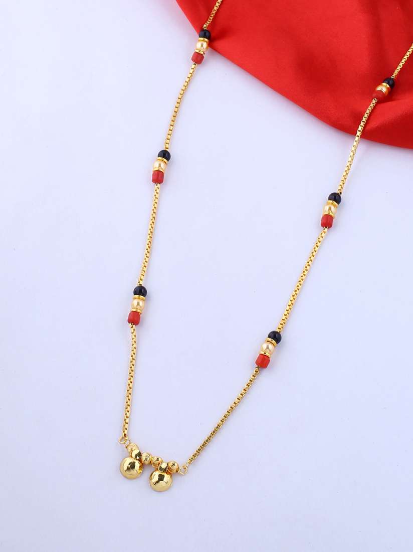 Buy Voylla Black Red Gold Plated Beaded Mangalsutra Mangalsutra for Women 9808313 Myntra
