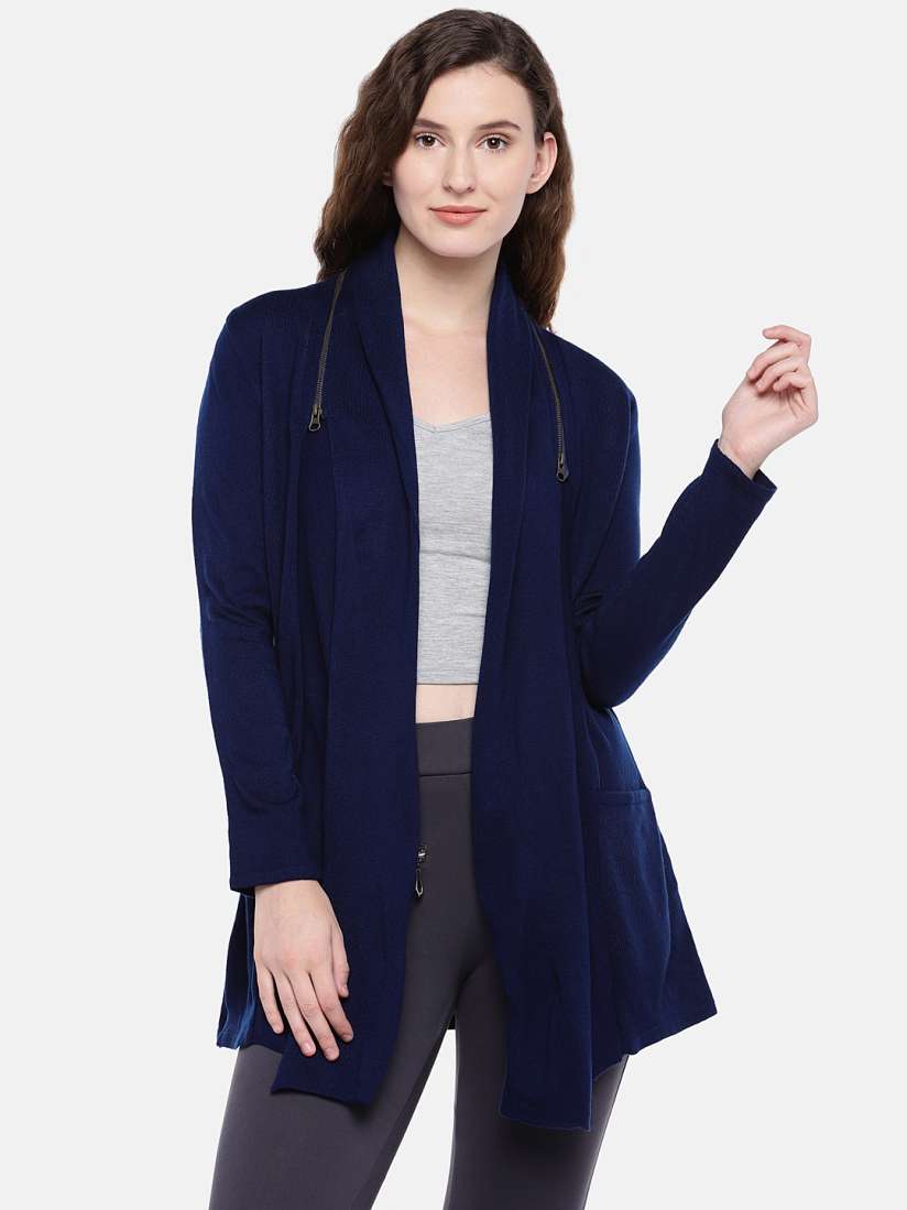 Buy Globus Women Navy Blue Solid Open Front Shrug Shrug for Women 9818693 Myntra