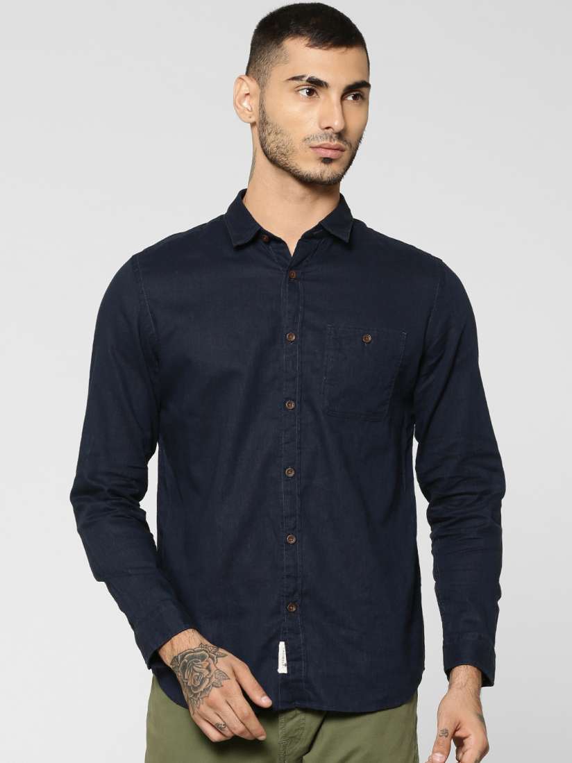 Buy Jack Jones Men Navy Blue Slim Fit Solid Casual Shirt Shirts for Men 9834581 Myntra