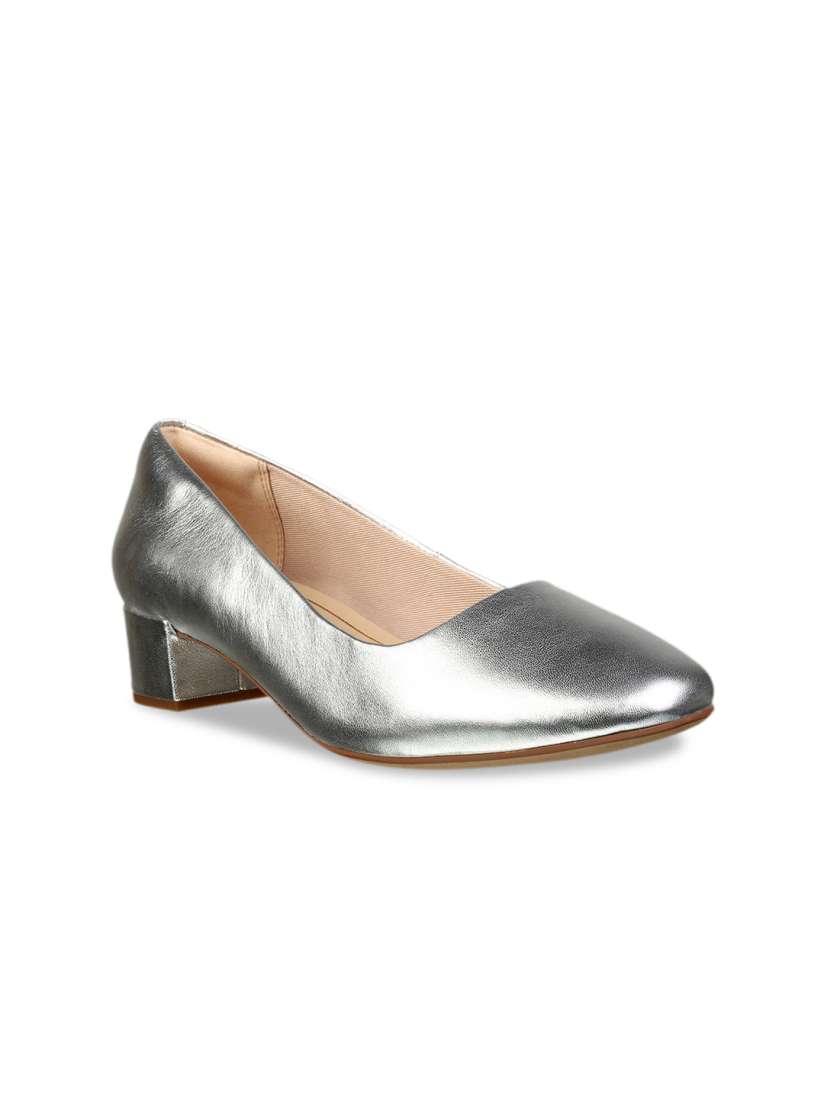Buy Clarks Women Silver Toned Solid Pumps Heels for Women 9863537 Myntra