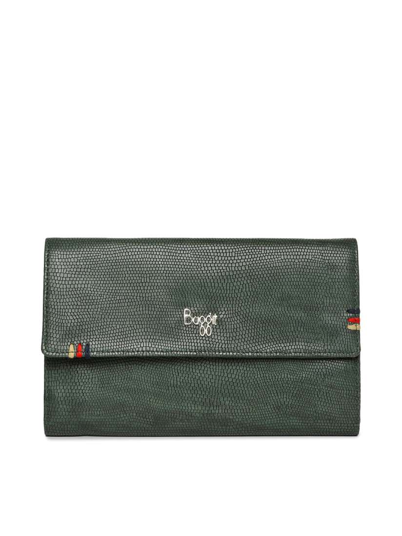 Buy Baggit Women Olive Green Textured Three Fold Wallet Wallets for Women 9865727 Myntra