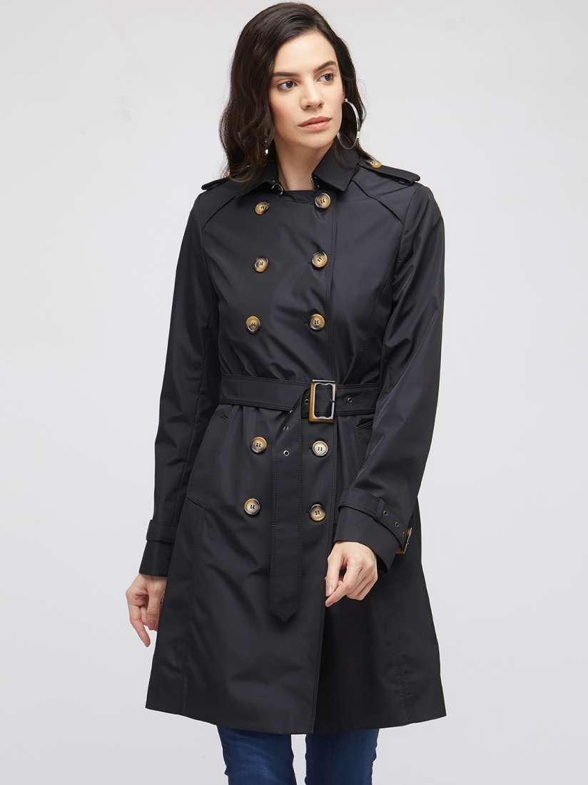 Bebe black trench coat top