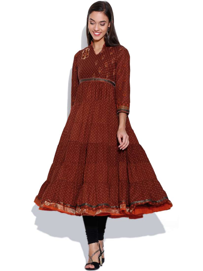 Buy BIBA OUTLET Brown Floral Print Anarkali Kurta Kurtas for Women 987942 Myntra
