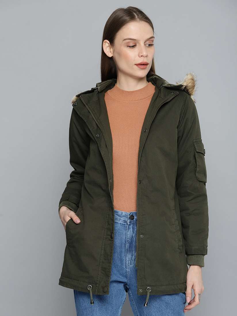 Longline Coat Khaki Green Parka Coat Womens Buy Chemistry Edition