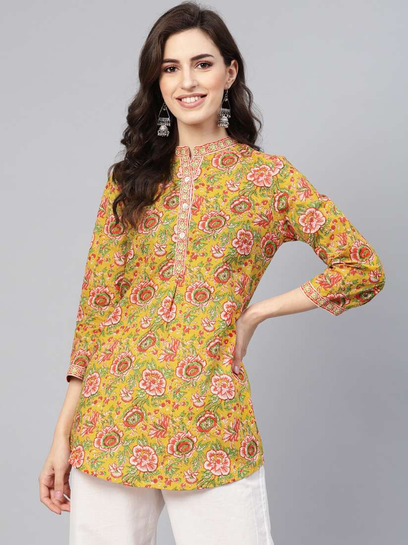 Yellow kurtis on myntra on sale