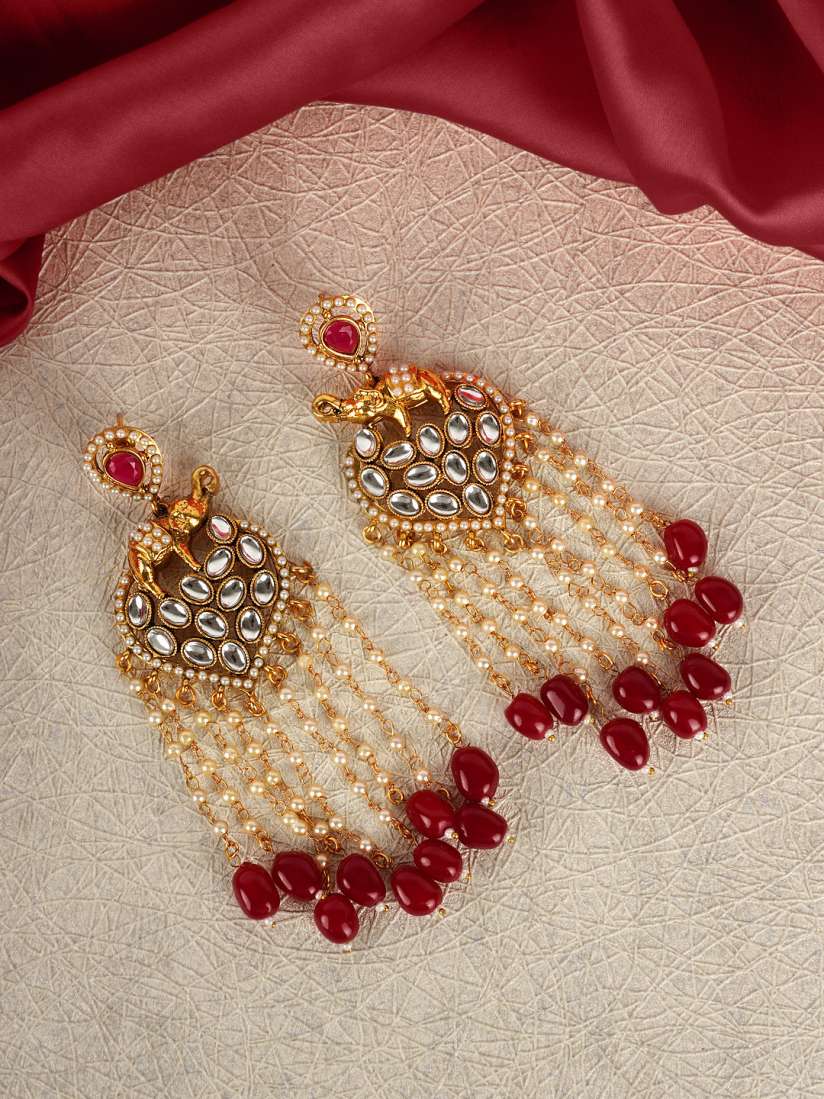 Maroon chandelier earrings deals