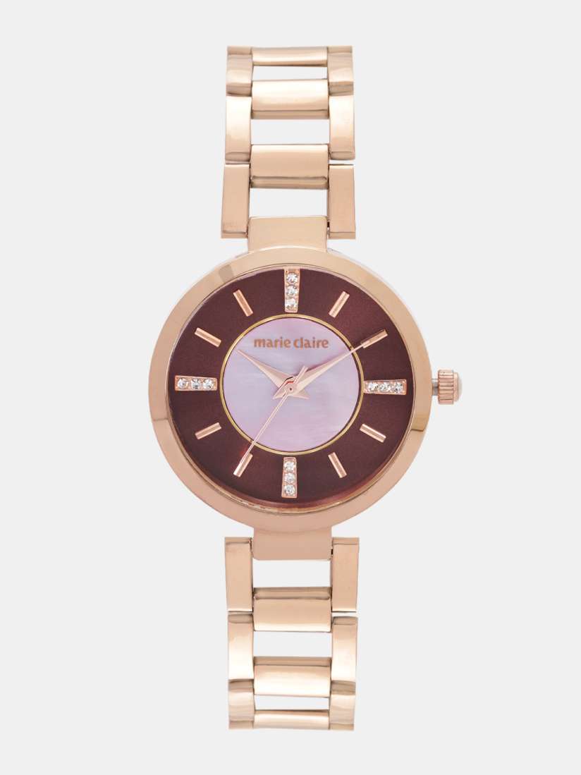 Buy Marie Claire Women Pink Bronze Toned Colourblocked Analogue Watch MC 12C A Watches for Women 9897271 Myntra