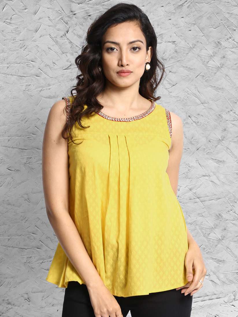Yellow tops myntra online
