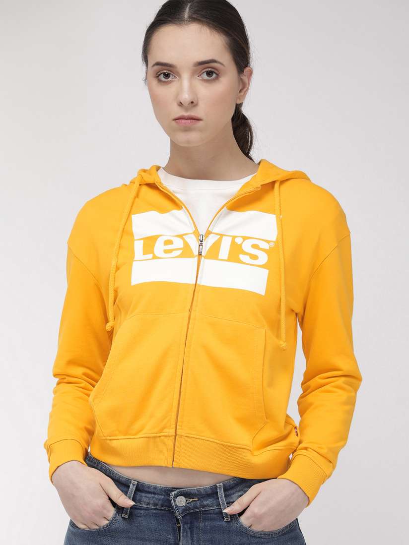 Buy Levis Women Yellow Printed Hooded Sweatshirt Sweatshirts for Women 9905775 Myntra