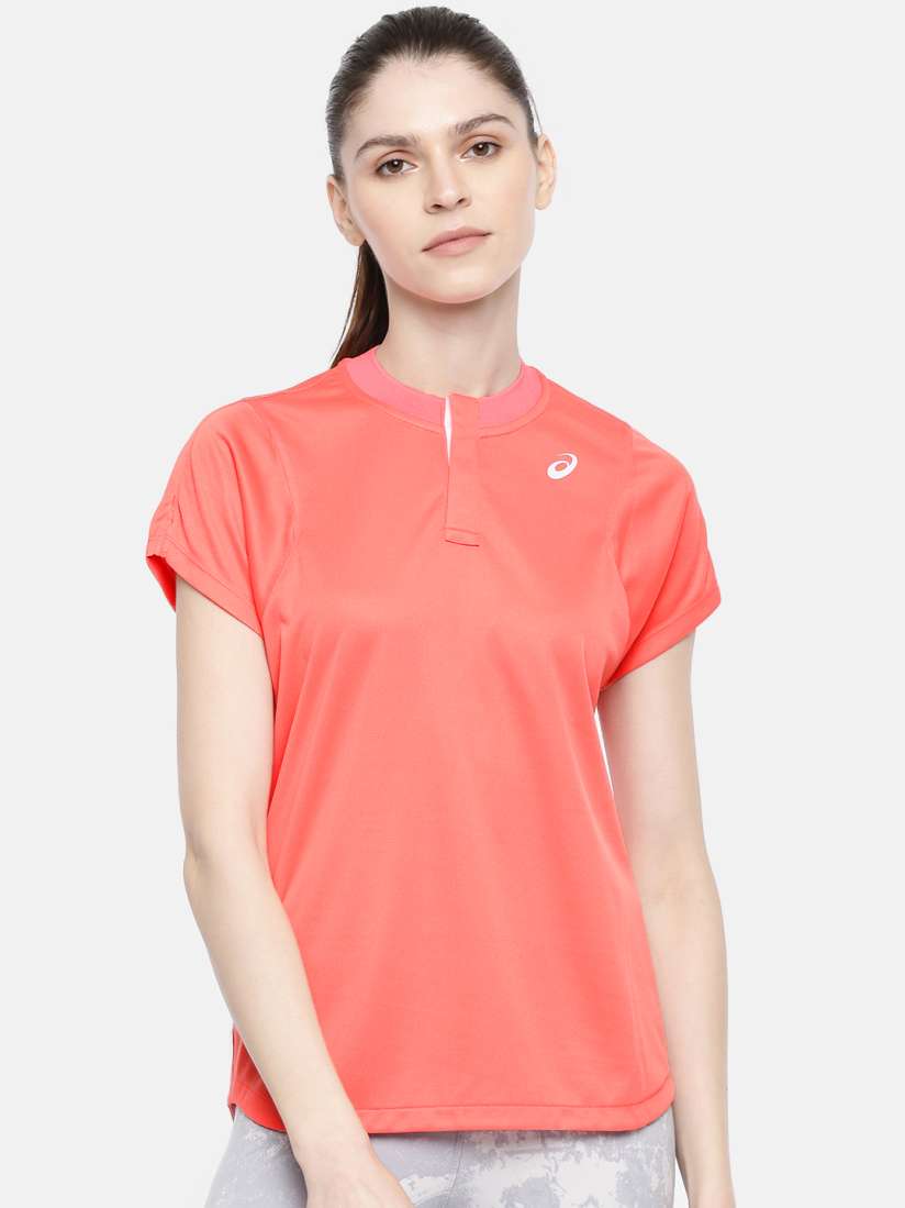 Buy ASICS Women Coral Pink Solid Practice D1 Tennis T shirt Tshirts for Women 9948191 Myntra