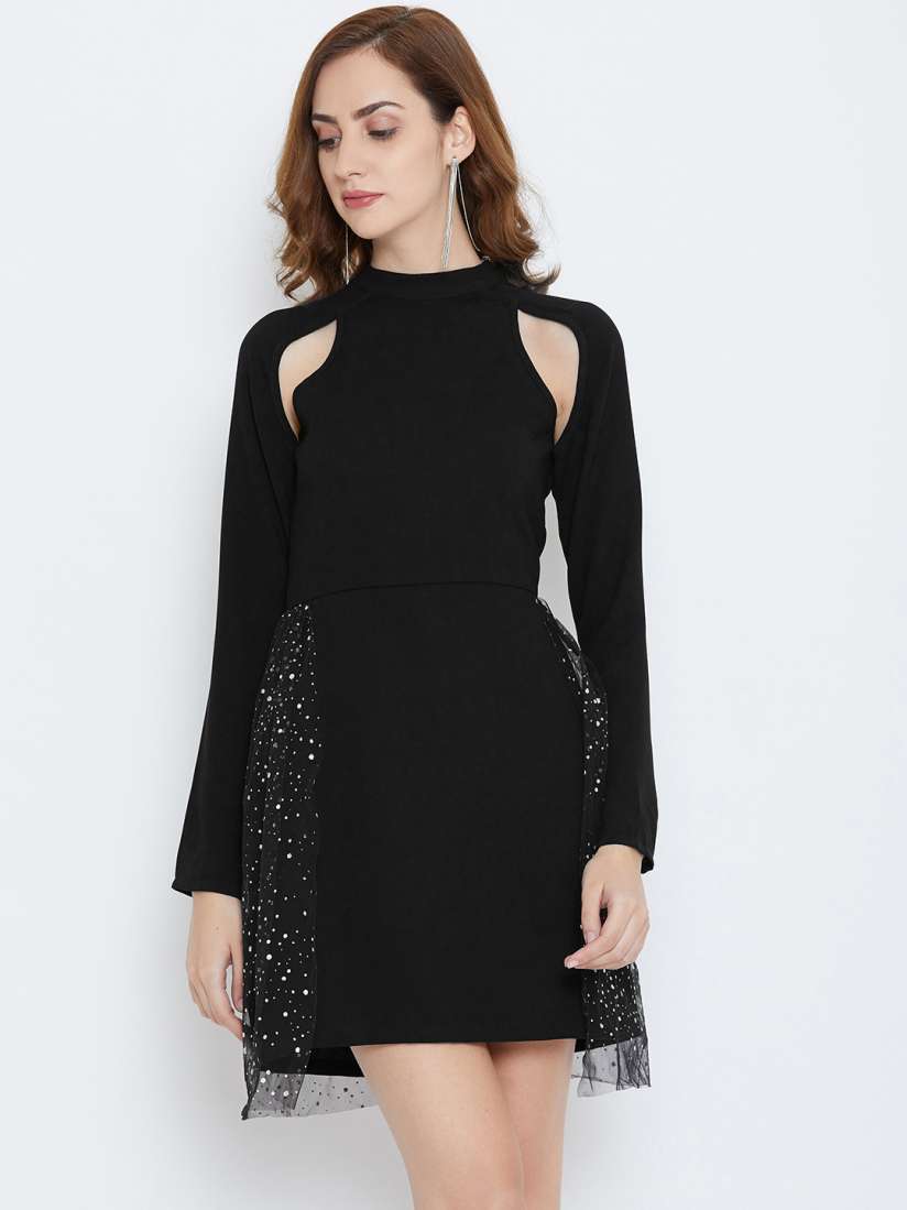Buy LA LOFT Women Black Printed Fit Flare Dress Dresses for Women 9953919 Myntra
