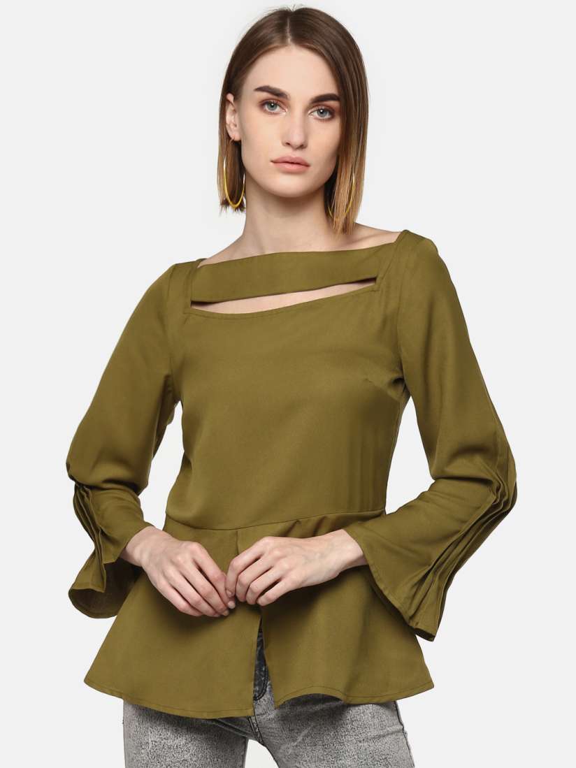 Buy LA LOFT Women Olive Green Solid Peplum Top Tops for Women 9954245 Myntra