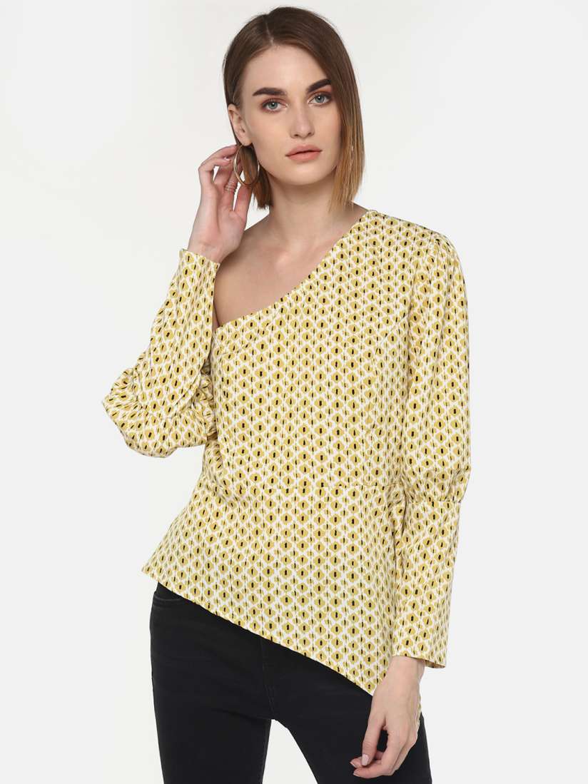 Buy LA LOFT Women Yellow Printed One Shoulder Top Tops for Women 9954255 Myntra