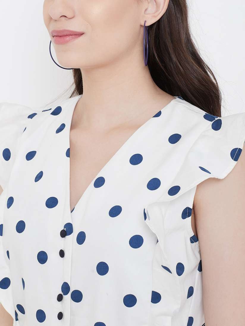 Loft white polka dot dress online