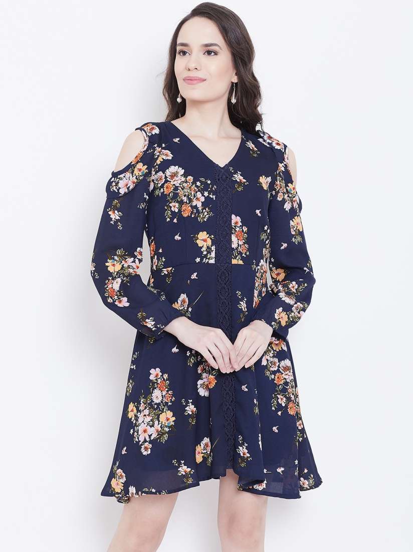 Navy blue and peach dress online