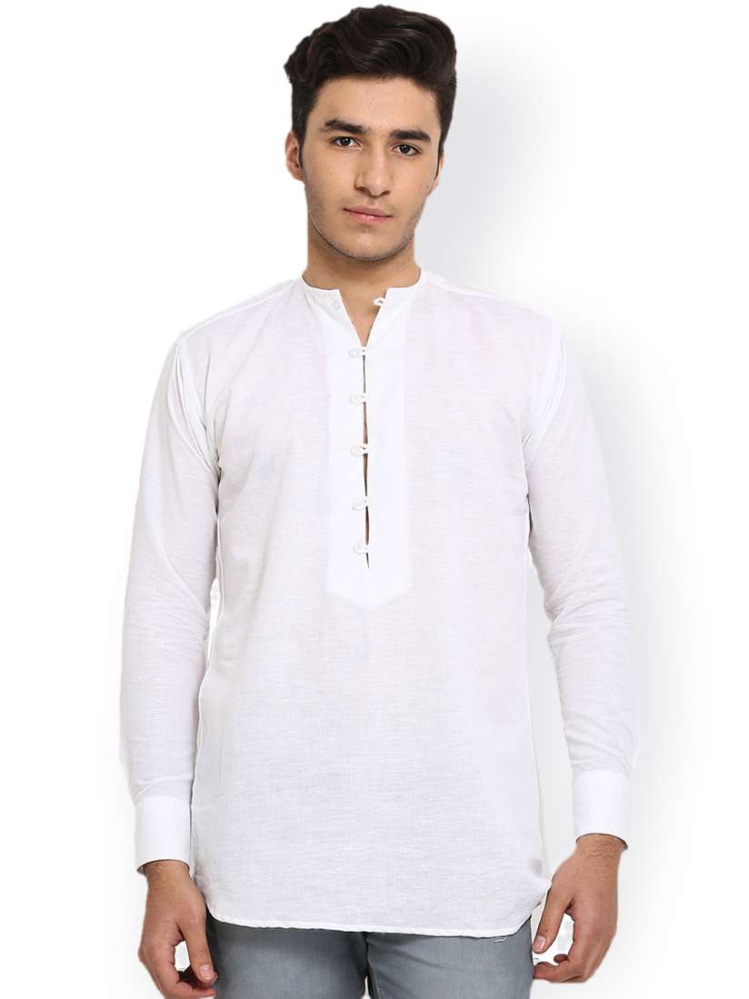 White linen short kurta for mens store