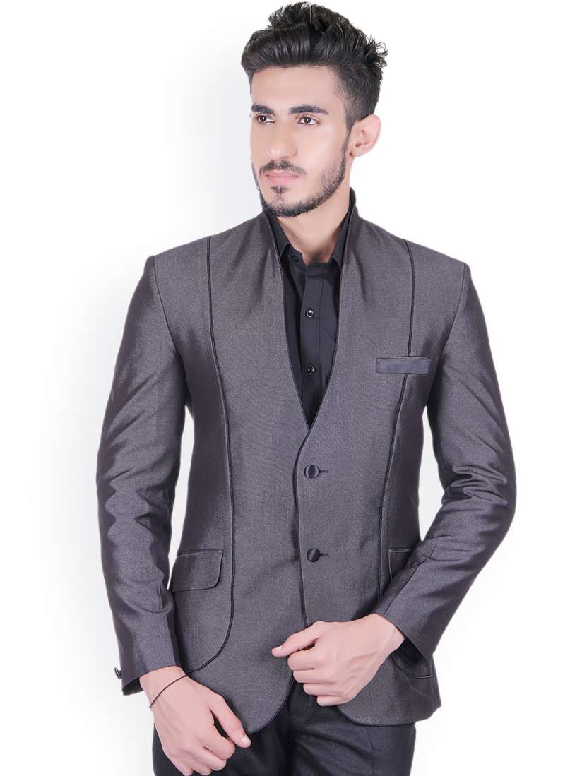 Buy Shaftesbury London Men Grey Regular Fit Single Breasted party Blazer Blazers for Men 998995 Myntra