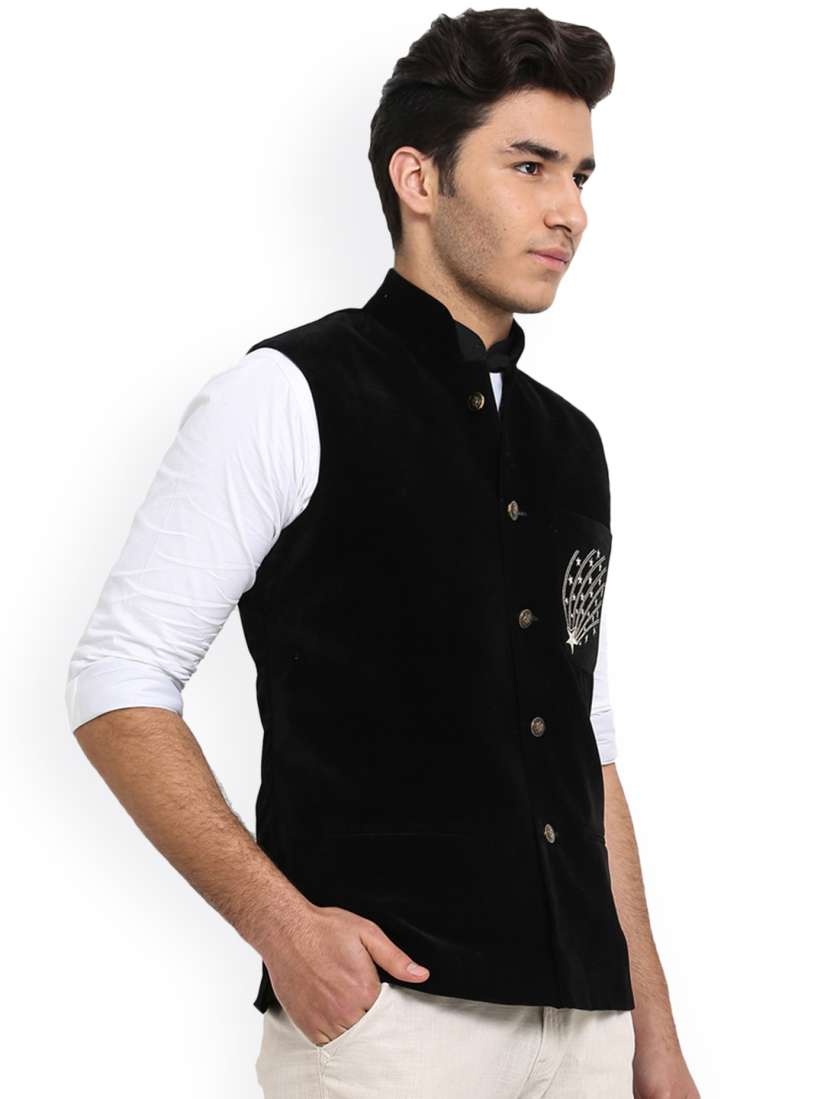 Black nehru jacket with white shirt online